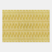 アフリカ泥の布レッドグリーン金ゴールドグリッターセット3 ラッピングペーパーシート (正面3)