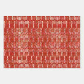 アフリカ泥の布レッドグリーン金ゴールドグリッターセット3 ラッピングペーパーシート (正面)