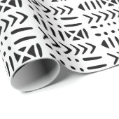 アフリカ泥クロスMC3ブラックオンホワイト ラッピングペーパー (ロールコーナー)