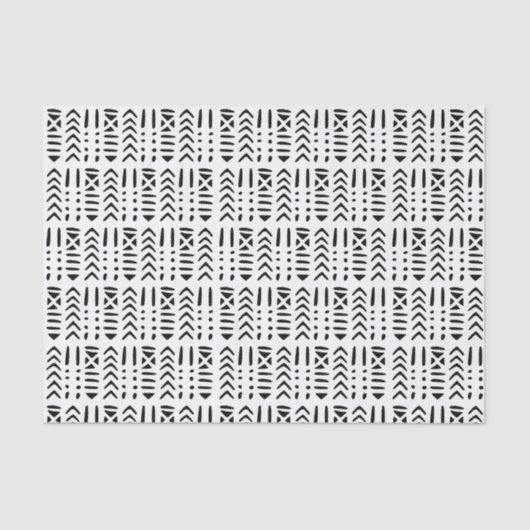 アフリカ泥クロスMC3ブラックオンホワイト 薄葉紙 (正面)