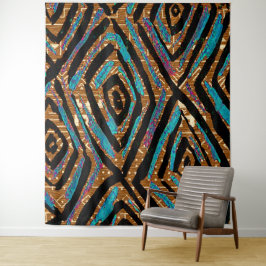 アフリカ泥地モチーフプリント タペストリー