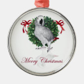 アフリカ灰色のオウムのクリスマスのプレゼント メタルオーナメント (正面)