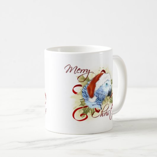 アフリカ灰色のオウムのクリスマスのマグ コーヒーマグカップ (正面右)