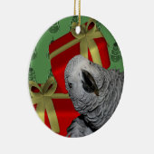アフリカ灰色のオウムのクリスマス セラミックオーナメント (右)
