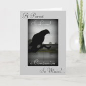 アフリカ灰色のオウムのシルエットの悔やみや弔慰 カード (正面)