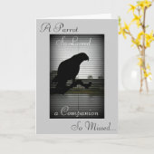 アフリカ灰色のオウムのシルエットの悔やみや弔慰 カード (黄色い花)