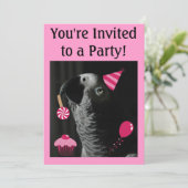 アフリカ灰色のオウムのパーティの招待状 招待状 (スタンド正面)