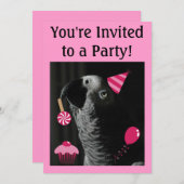 アフリカ灰色のオウムのパーティの招待状 招待状 (正面/裏面)