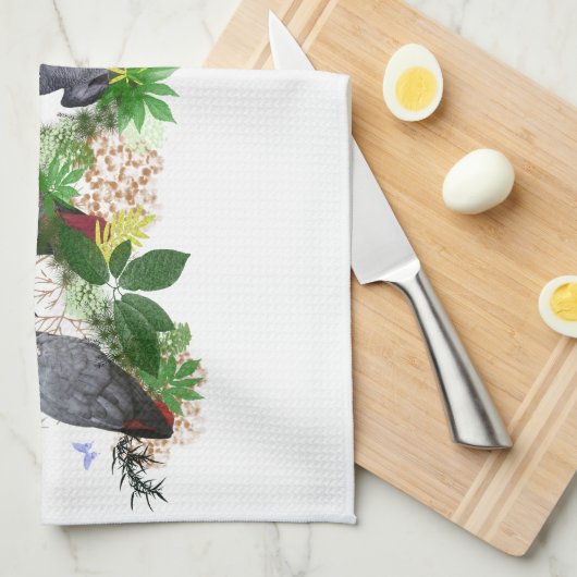 アフリカ灰色のオウムのパーティーの台所タオル キッチンタオル (四つ折り)