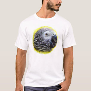 アフリカ灰色のオウムの現実的な絵画 Tシャツ
