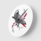 アフリカ灰色のオウム ラウンド壁時計 (傾斜)