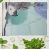 アフリカ灰色のプールを囲んでのパーティ キッチンタオル (折り畳み)