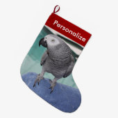 アフリカ灰色のプールを囲んでのパーティ ラージクリスマスストッキング (正面 (吊り時))