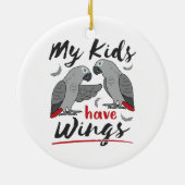 アフリカ灰色のママパパ私の子供は翼を持っている セラミックオーナメント (裏面)