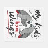 アフリカ灰色のママパパ私の子供は翼を持っている フリースブランケット (正面(横))