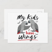 アフリカ灰色のママパパ私の子供は翼を持っている ポストカード (正面/裏面)