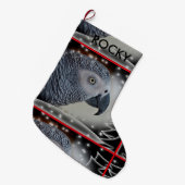 アフリカ灰色のSnowyのクリスマス ラージクリスマスストッキング (正面 (吊り時))