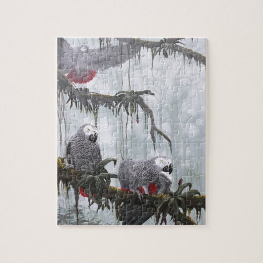 アフリカ灰色は飛んでいるな自由オウム返しします ジグソーパズル (縦)