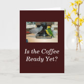 アフリカ灰色及びシロハラインコのオウムのコーヒー友人カード カード (黄色い花)