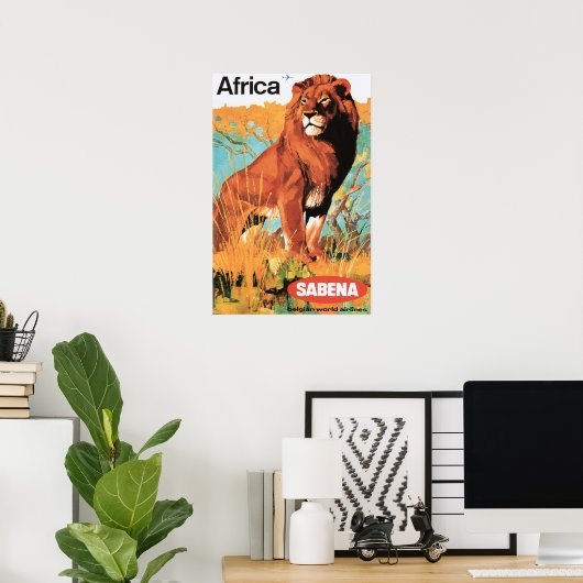 アフリカ獅子観光芸術ヴィンテージ旅行ポスター広告 ポスター (ホームオフィス)