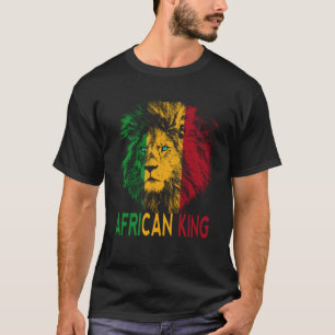 アフリカ王アフリカ国旗ライオン黒人男性の女性 Tシャツ