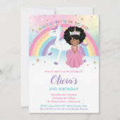 アフリカ王女ユニコーン誕生日パーティーレインボー 招待状 (正面)