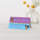 アフリカ王室ののジェンダーが紫を明らかにする |青エレガント プレイスカード (裏面)