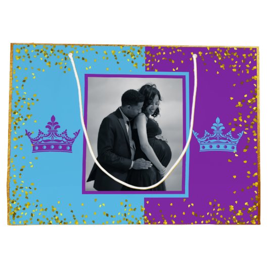 アフリカ王室のジェンダーが紫と青の写真を公開 ラージペーパーバッグ (裏面)