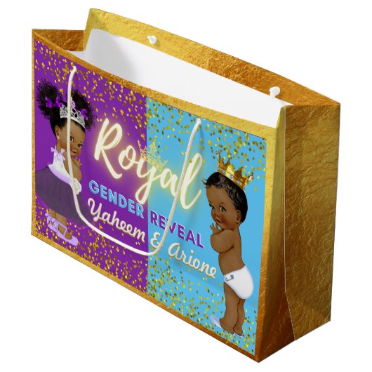 アフリカ王室のジェンダーが紫と青の写真を公開 ラージペーパーバッグ (正面アングル)