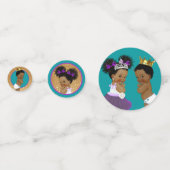 アフリカ王室のジェンダーが紫色を明らかにする|ティール(緑がかった色)と金ゴールド コンフェッティ (正面)