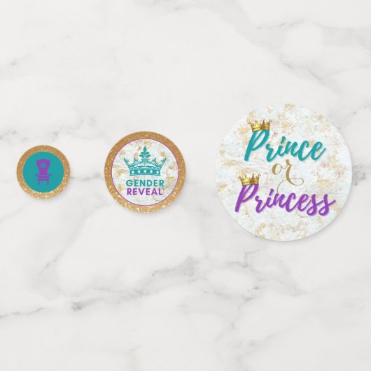 アフリカ王室のジェンダーが紫色を明らかにする|ティール(緑がかった色)と金ゴールド コンフェッティ (裏面)