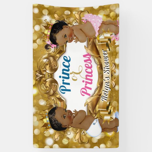 アフリカ王室のジェンダーが金ゴールドグリッターを明らかにする 横断幕 (縦)