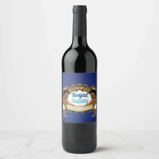 アフリカ王室のツイン・ボーイズ |青王室のと金ゴールドエレガント ワインラベル (正面)