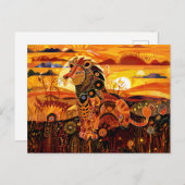 アフリカ産のカラフル絵を描ライオン シーズンポストカード (正面/裏面)