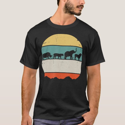 アフリカ産のサイ・ライオン・ゾウ |野生生物の贈り物 Tシャツ (正面)