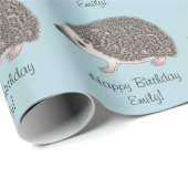 アフリカ産のハリネズミ柄とカスタム文字 ラッピングペーパー (ロールコーナー)