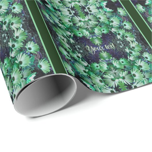 アフリカ産の緑のデイジーのパーソナライズされた花 ラッピングペーパー (ロールコーナー)