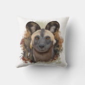 アフリカ産の野犬 |抽象芸術絵を描(ばちゃばちゃ)跳ねる クッション (裏面)