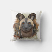 アフリカ産の野犬 |抽象芸術絵を描(ばちゃばちゃ)跳ねる クッション (正面)