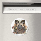 アフリカ産の野犬 |抽象芸術絵を描（ばちゃばちゃ）跳ねる マグネット (インサイチュ (食洗機))