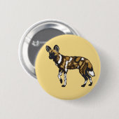 アフリカ産の野犬。野生アフリカ 缶バッジ (正面&裏面)