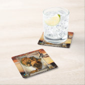 アフリカ産の野生動物ライオン スクエアペーパーコースター (インサイチュ)