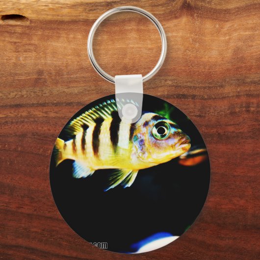 アフリカ産の黒と黄色の魚 キーホルダー (正面)