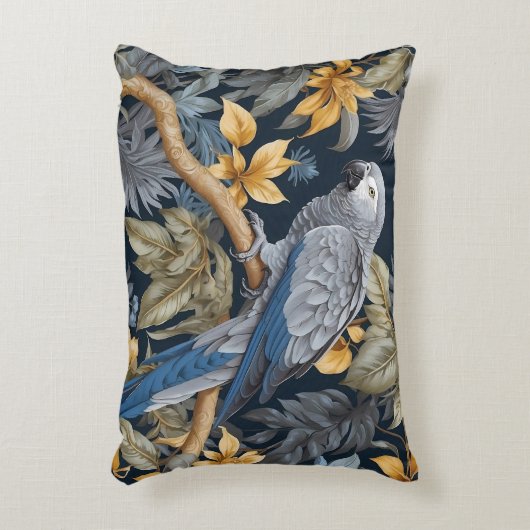 アフリカ産グレイの熱帯性葉 アクセントクッション (正面(垂直))