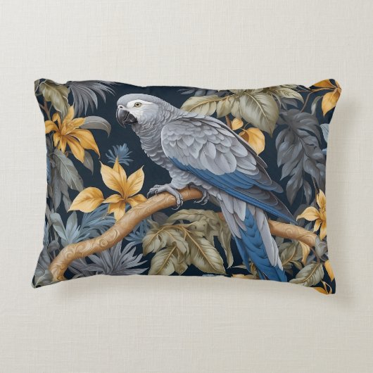 アフリカ産グレイの熱帯性葉 アクセントクッション (裏面)