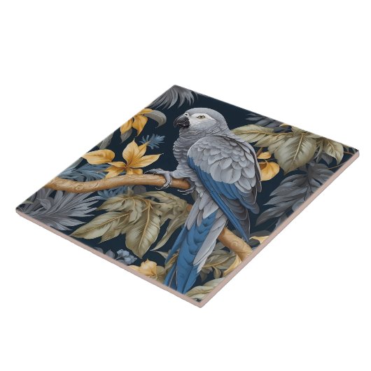 アフリカ産グレイの熱帯性葉 タイル (側面)