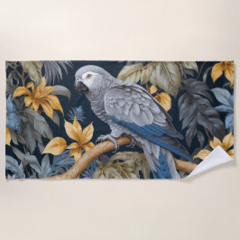 アフリカ産グレイの熱帯性葉 ビーチタオル