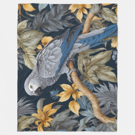 アフリカ産グレイの熱帯性葉 フリースブランケット