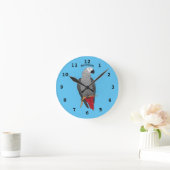 アフリカ産灰色オウムイラストレーション  ラウンド壁時計 (ホーム)