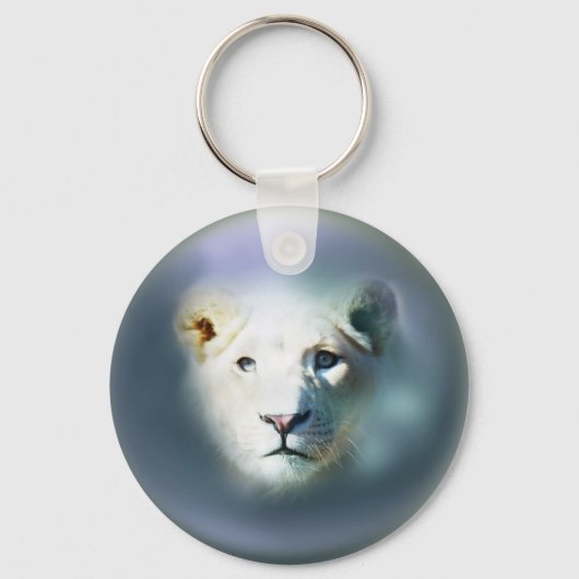 アフリカ白ライオンブルーアイズ キーホルダー (正面)